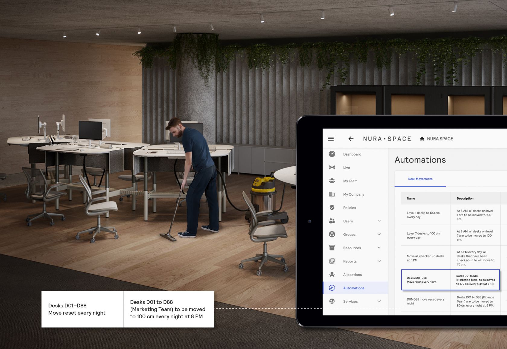 furniture, table, desk, indoors, interior design, adult, male, man, person, computer