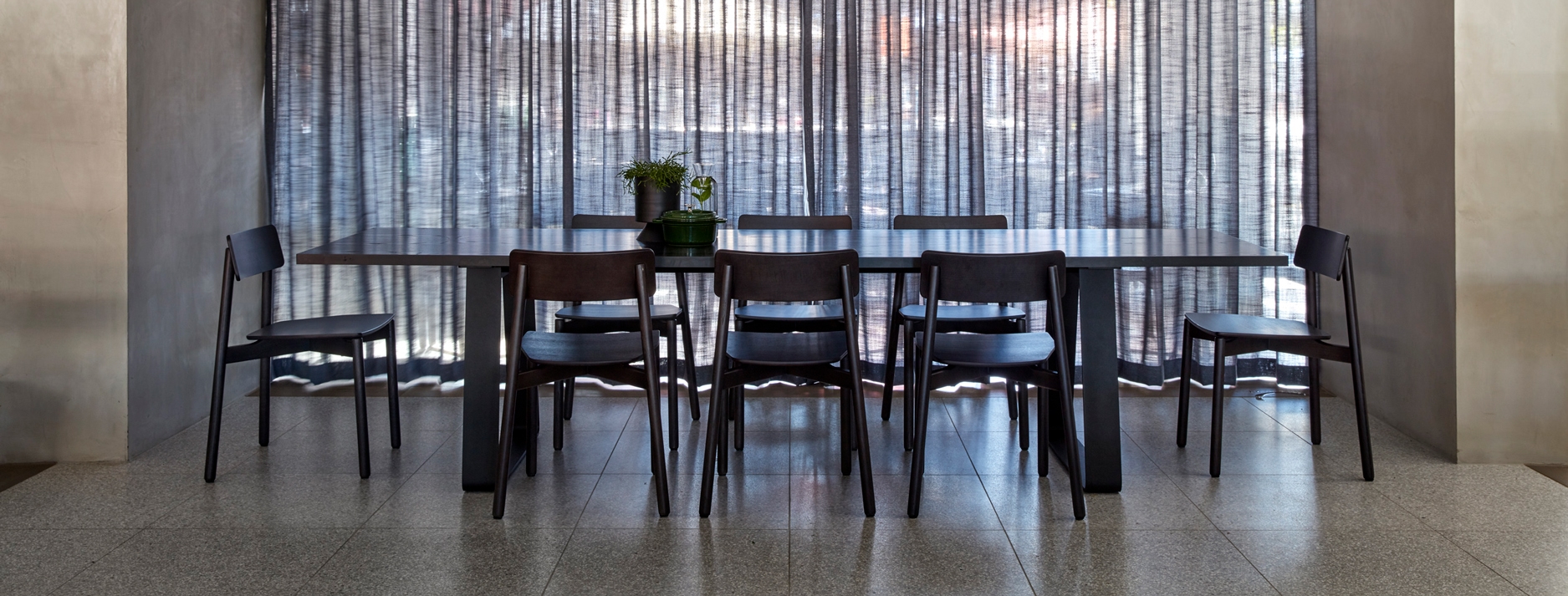 dining room, dining table, furniture, indoors, table, floor, interior design, tabletop, chair, flooring