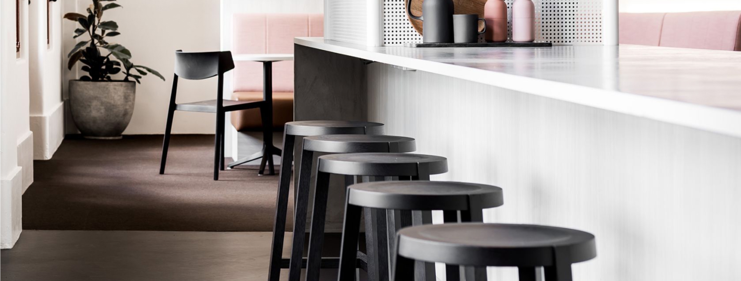 bar stool, furniture, indoors, interior design, table, plant