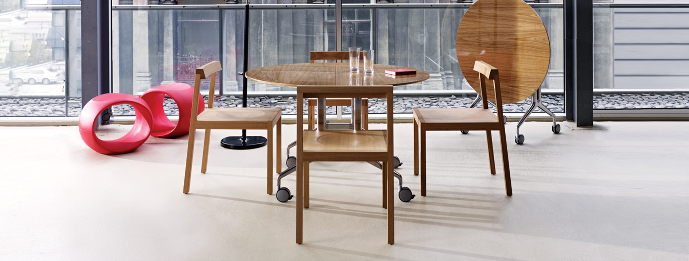 dining table, furniture, table, dining room, indoors, interior design, chair, tabletop, plywood, cafeteria