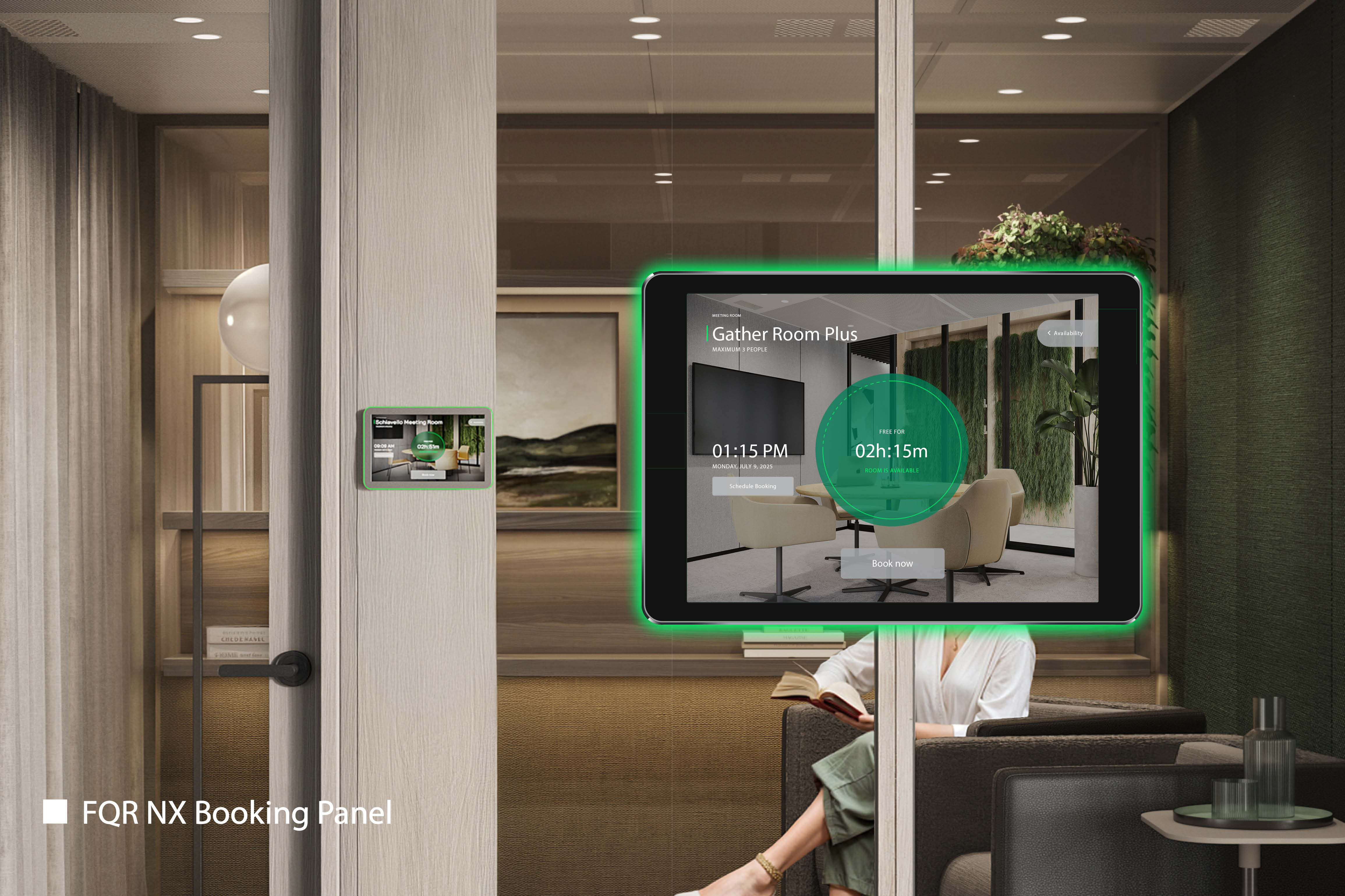 door, adult, female, person, woman, indoors, interior design, monitor, desk, bracelet