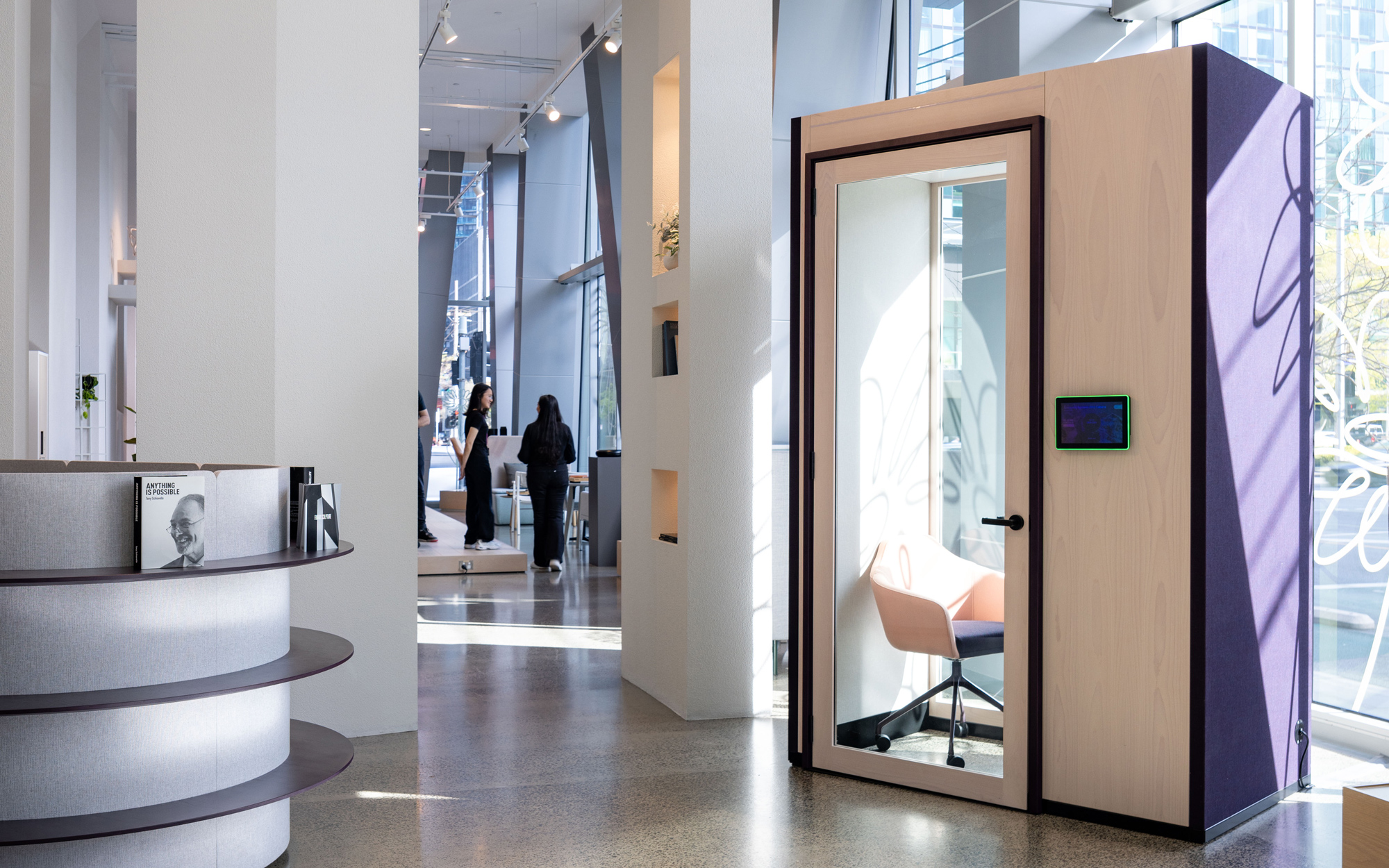 door, person, chair, furniture, indoors, interior design