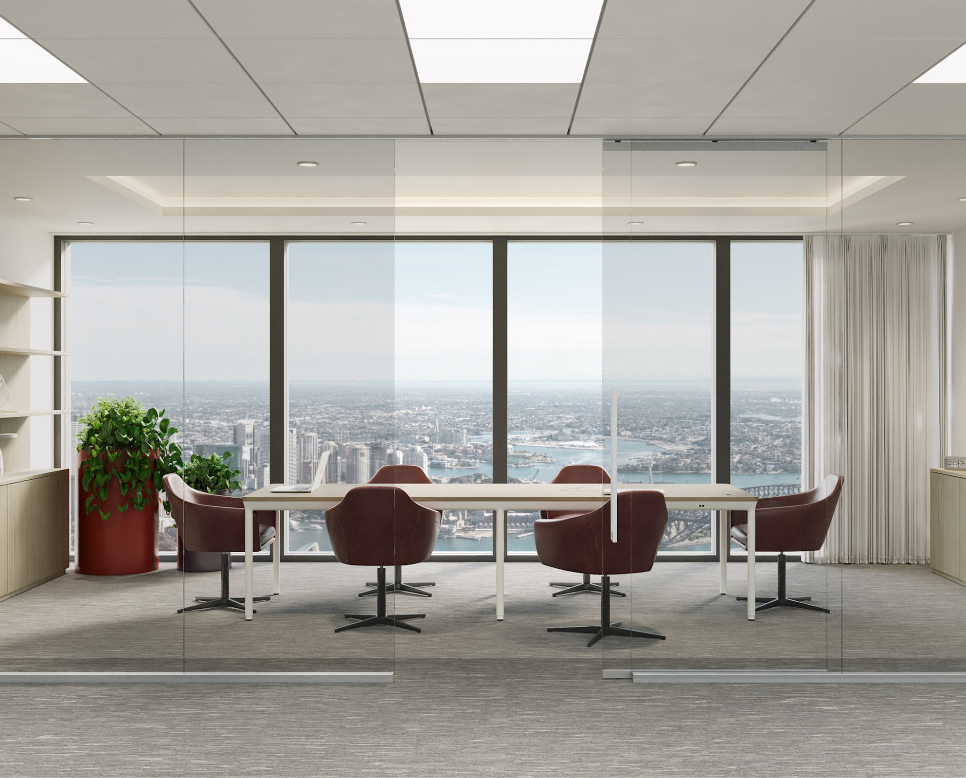 indoors, chair, furniture, plant, meeting room, office, room